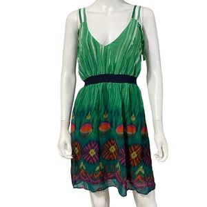 Lulumari Women's Green Floral V Neck Dress